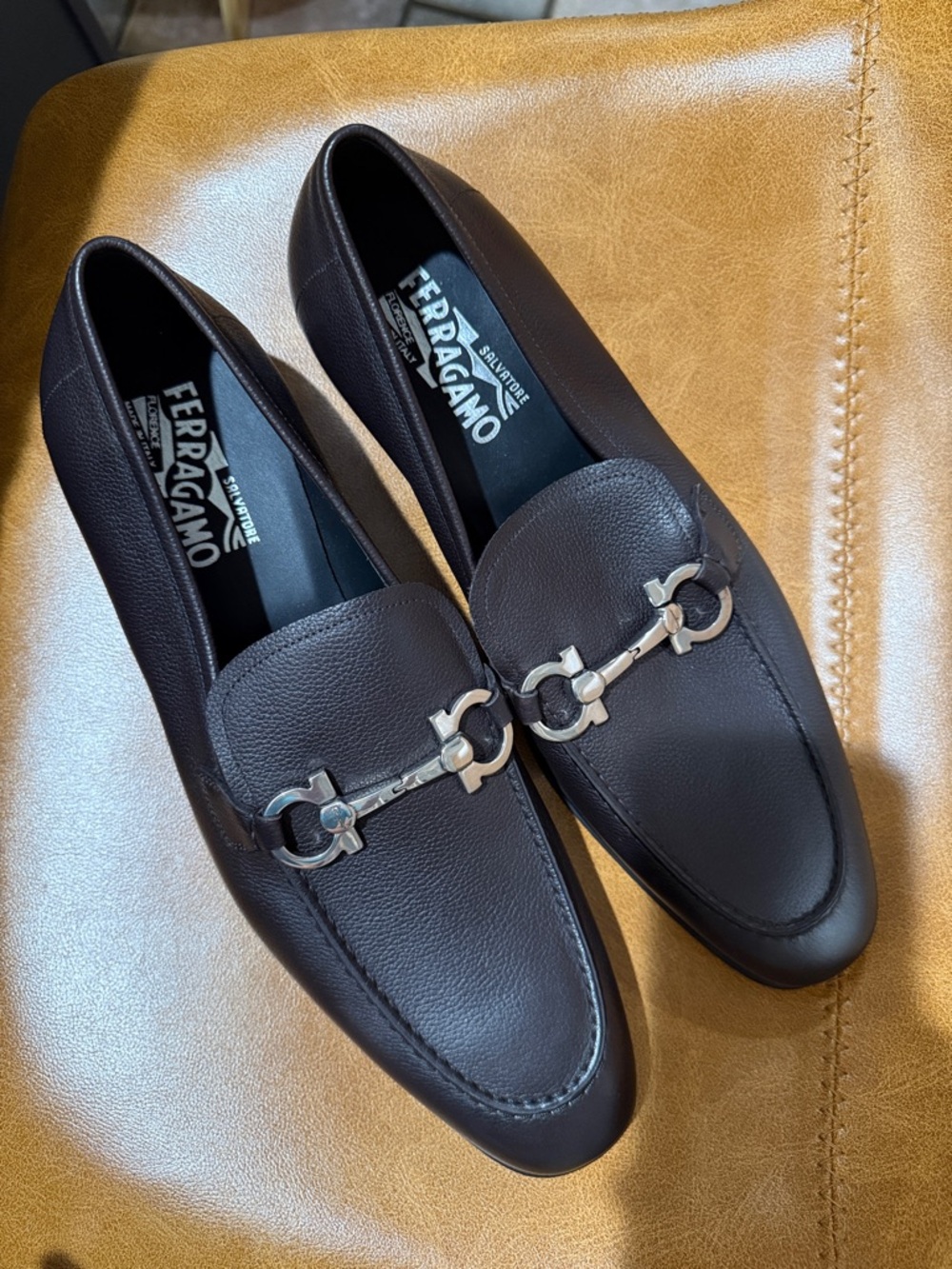 Salvatore Ferragamo Dark Brown Leather Bit Loafers